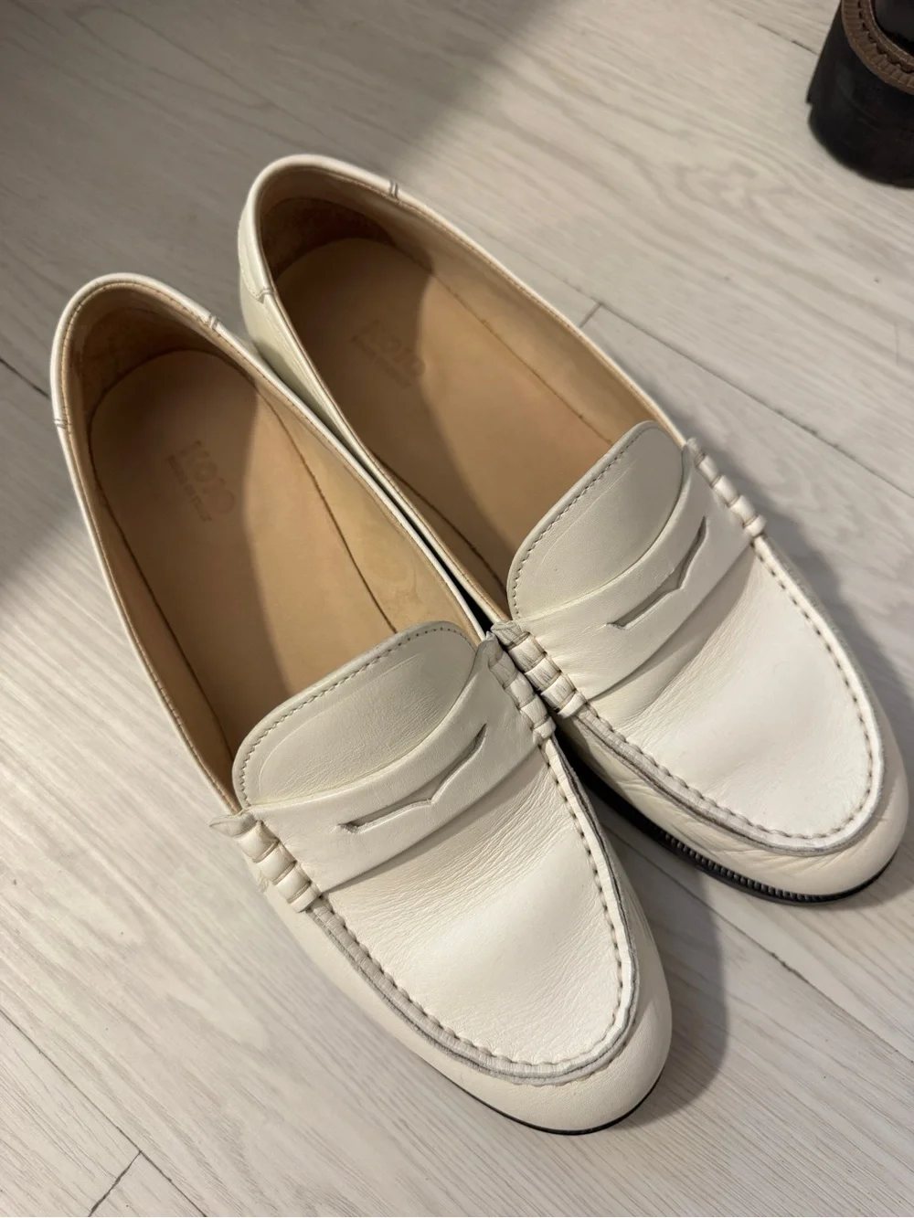 KOIO White Leather Penny Loafers for Women Genuine Italian Leather